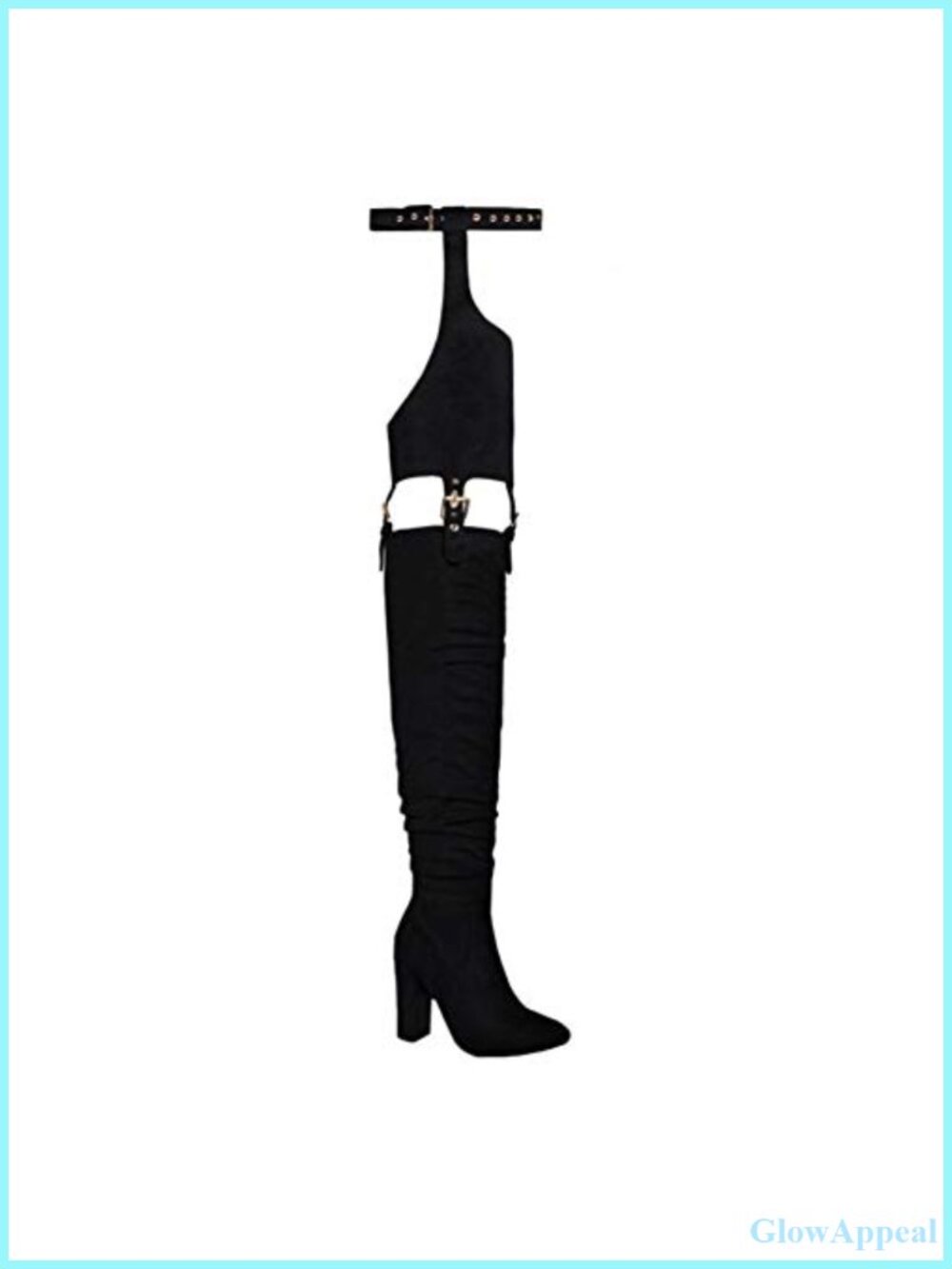 Faux Suede Over the Knee Thigh High Chunky Heel Boots Belted
